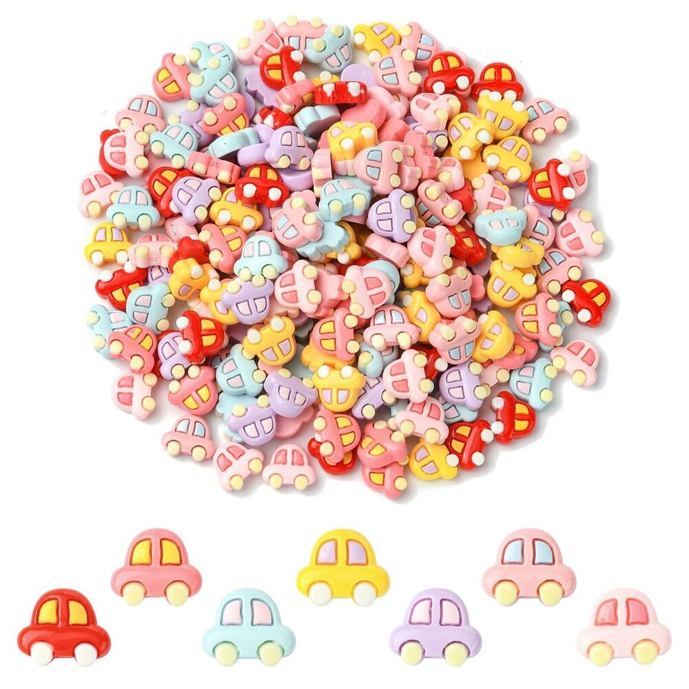 4711 200 pcs Mixed Colors Cartoon Car Resin Cabochons Vehicle